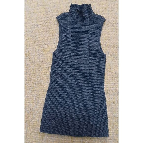 Theory womens small gray BABY ALPACA Rib mockneck stretch top vest - Picture 1 of 8